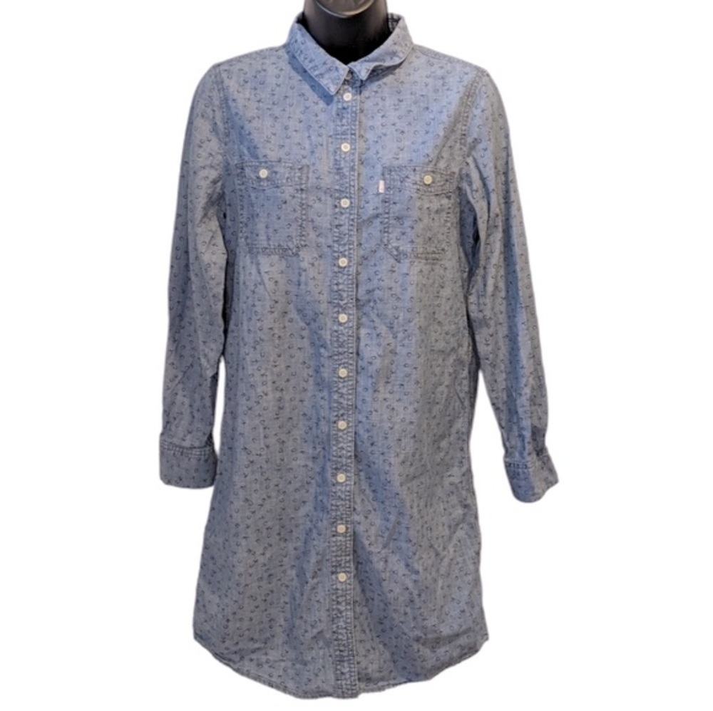 Levi’s Blue Pattern Shirt Dress Size Small Long Sleeves